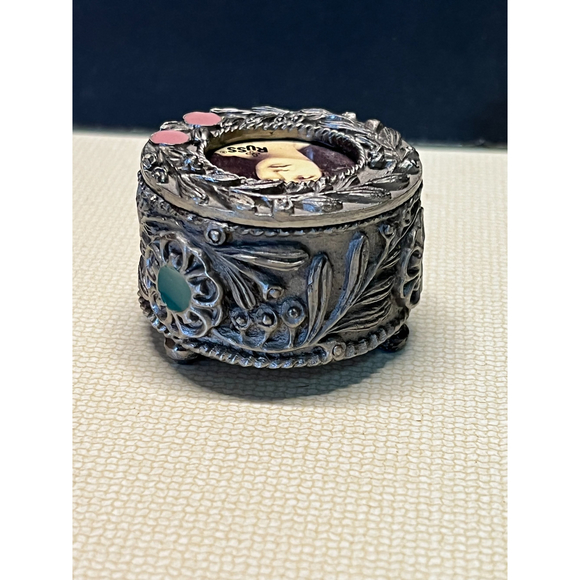 Russ Berrie and Company Unique Decorative Metal Keepsake Trinket Box with Lid - Picture 4 of 11